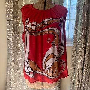 Cute Pin-tuck neck Satin Tank. Size XL